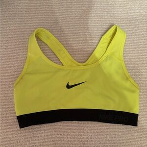 Neon Yellow Nike Pro sports bra